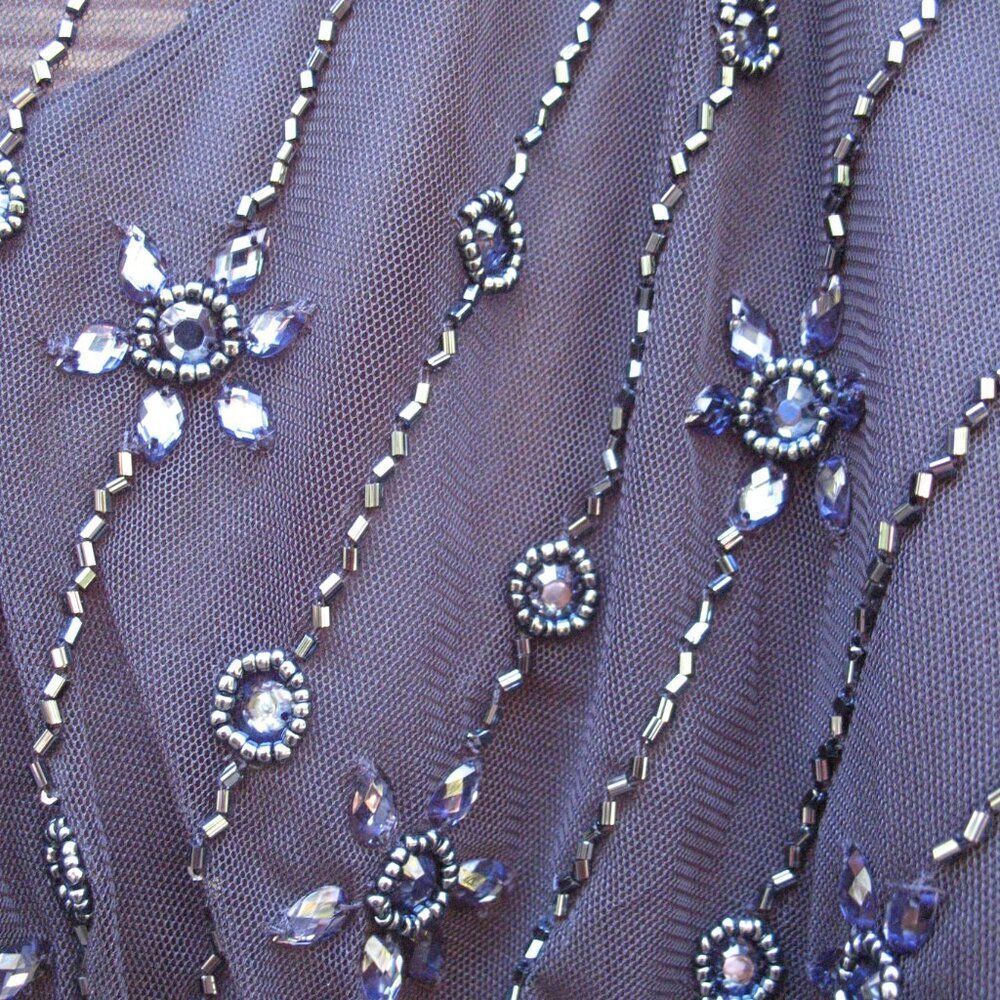 Mac Duggal 9223 Navy V Neck Embellished Flutter Sleeve A Line Gown - Picture 8 of 13